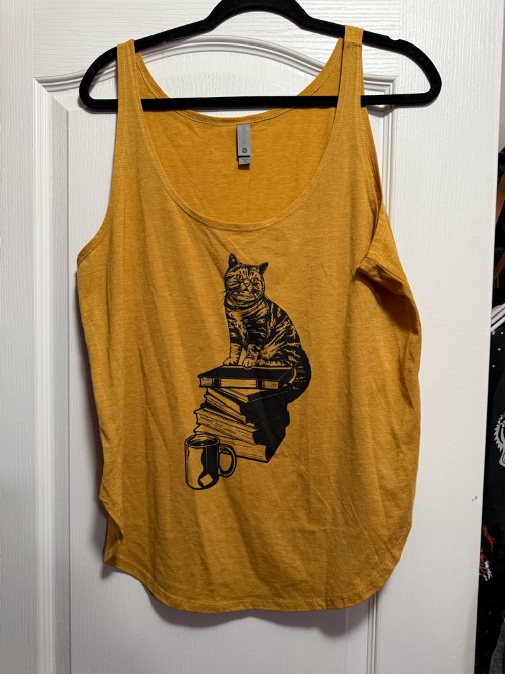 Mustard Yellow Racerback Tank /Cat and Books